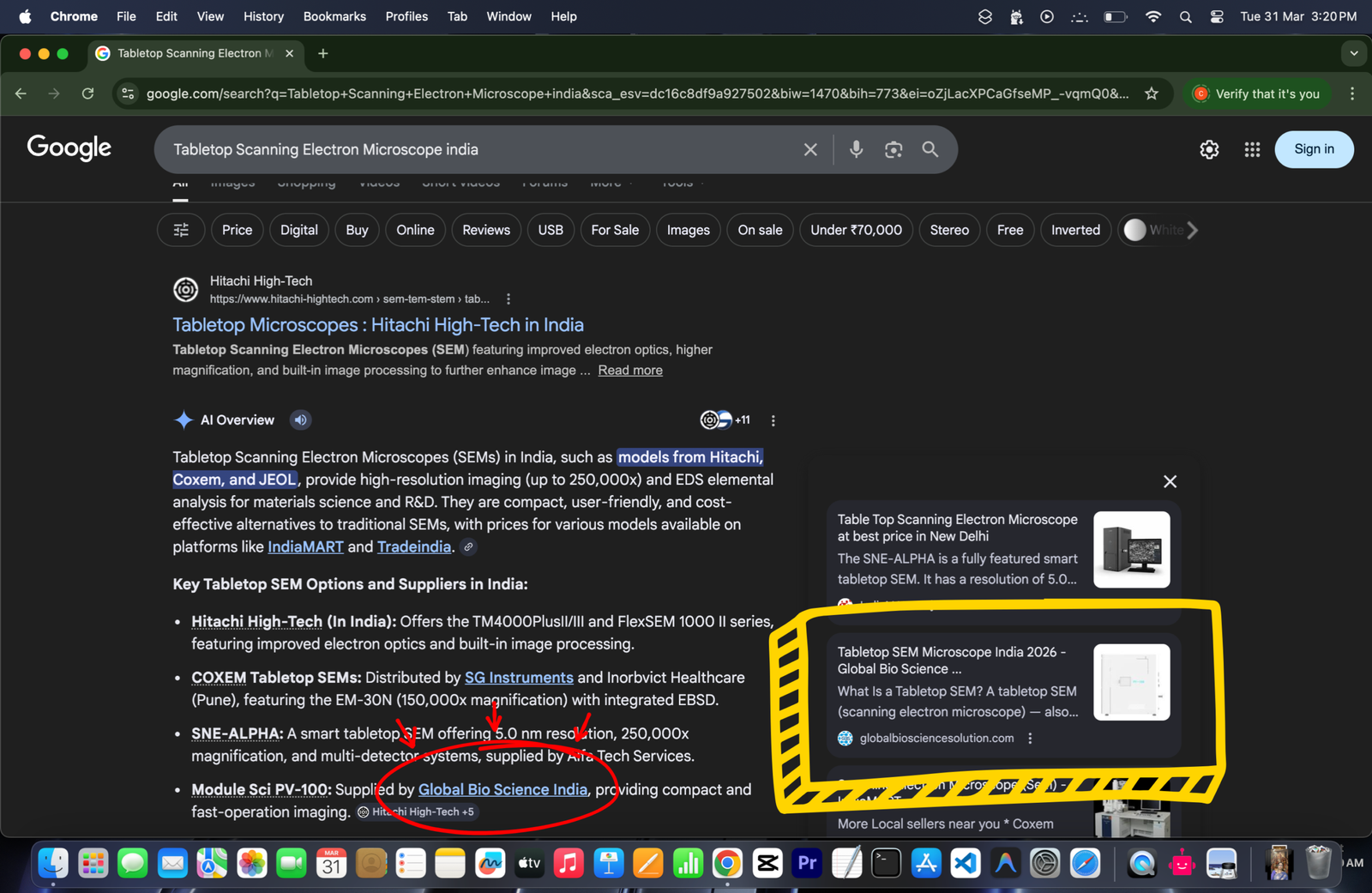 Full Google AI Overview SERP showing GBS cited directly in AI answer body