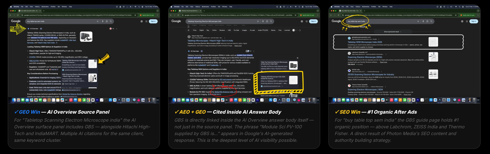 Search and social screenshot