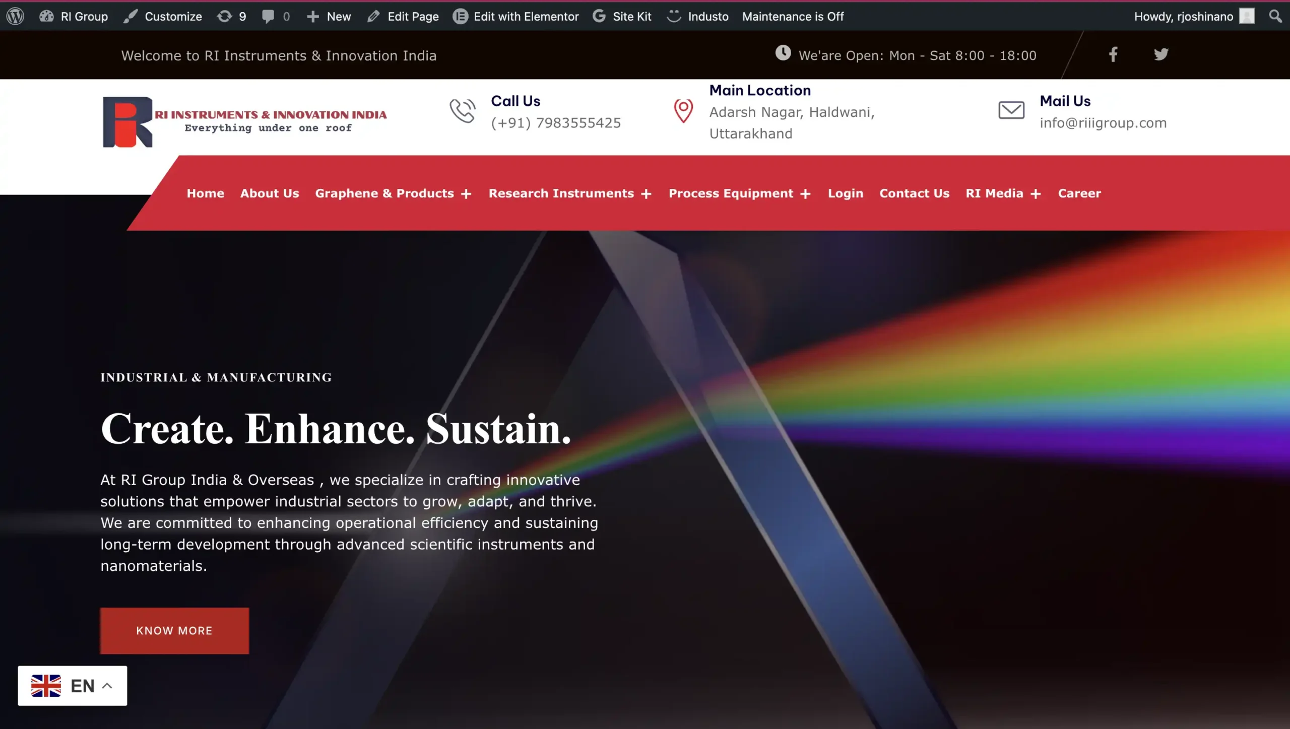 RIII Group corporate website desktop view