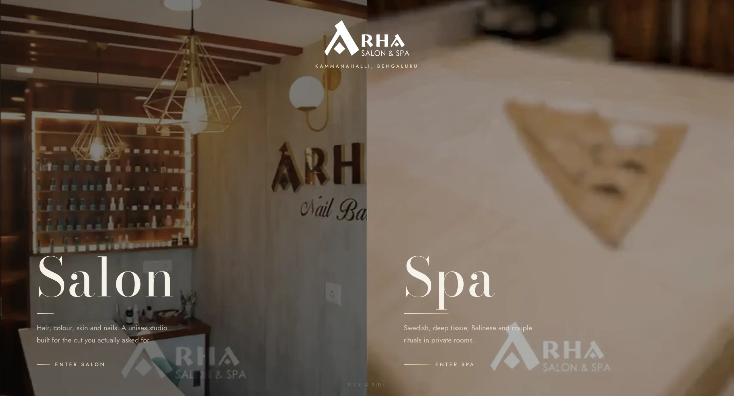 Arha Unisex Salon and Spa website with local SEO, Kammanahalli Bangalore