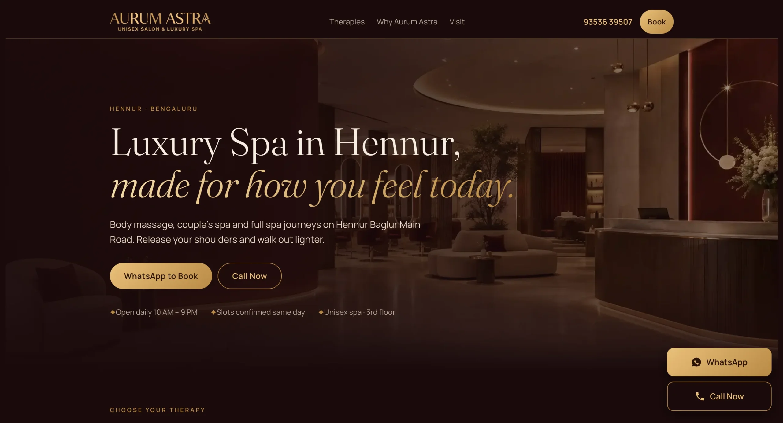Aurum Astra spa and salon website by Photon Media